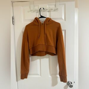 Forever 21 Orange Cropped Hoodie Relaxed Fit